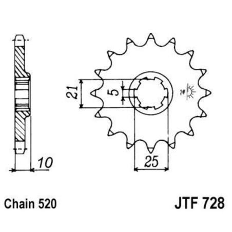 JT SPROCKETS JTF728.15 : Piñon JT 728 de acero con 15 dientes