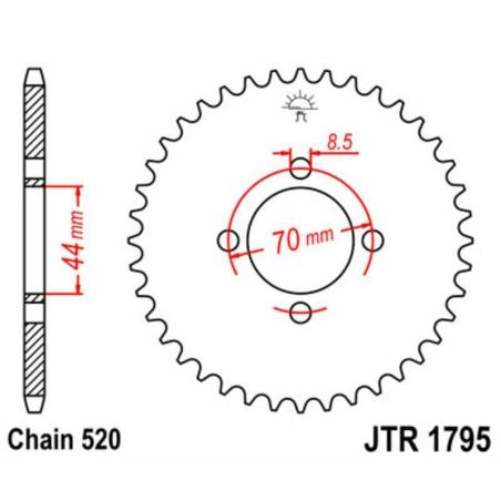 JT SPROCKETS JTR1795.22 : Corona JT SPROCKETS acero estándar 1795 - Paso 520