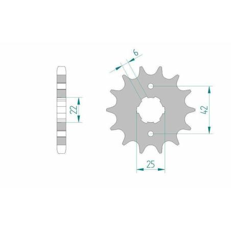 AFAM 20400-16 : Piñón AFAM acero estándar 20400 - Paso 530