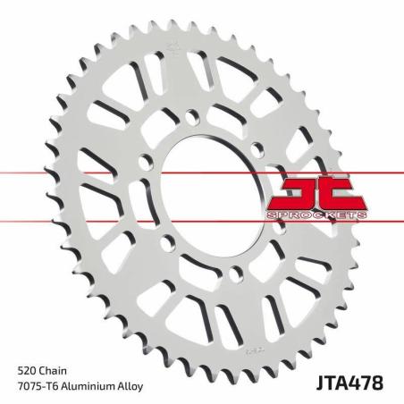 JT SPROCKETS JTA478.44BLK : Corona JT Aluminio negro JT 478 con 44 dientes