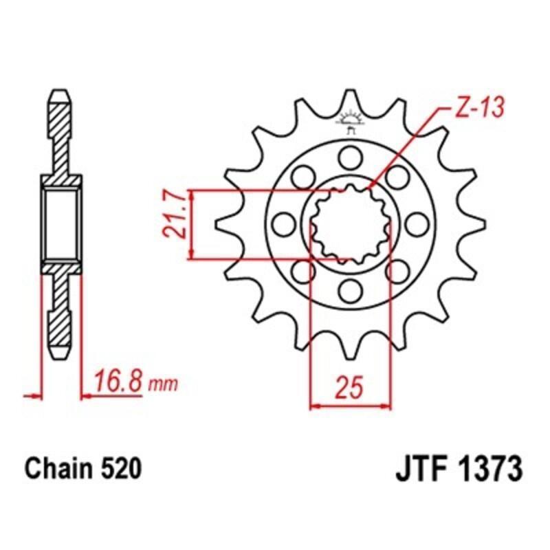 JT SPROCKETS JTF1373.16 : Piñón JT 1373  de acero con 16 dientes