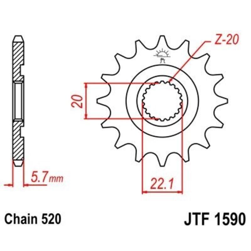 JT SPROCKETS JTF1590.12 : Piñón JT 1590 de acero con 12 dientes