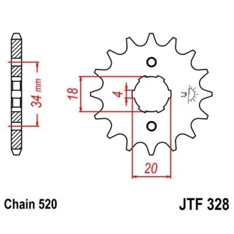 JT SPROCKETS JTF328.12 : Piñón JT 328 de acero con 12 dientes