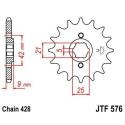 JT SPROCKETS JTF576.17 : Piñon JT 576 de acero con 17 dientes