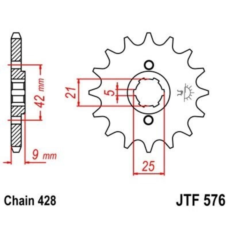 JT SPROCKETS JTF576.18 : Piñon JT 576 de acero con 18 dientes