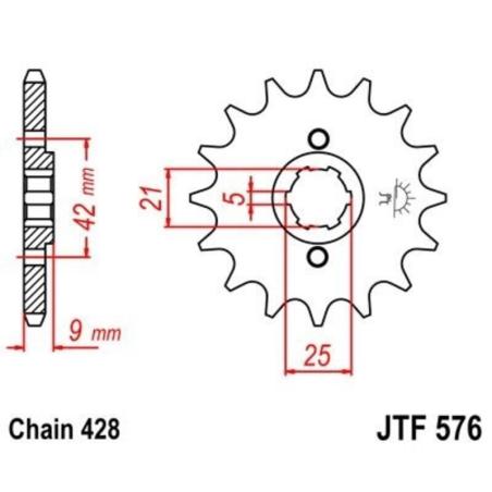 JT SPROCKETS JTF576.18 : Piñon JT 576 de acero con 18 dientes