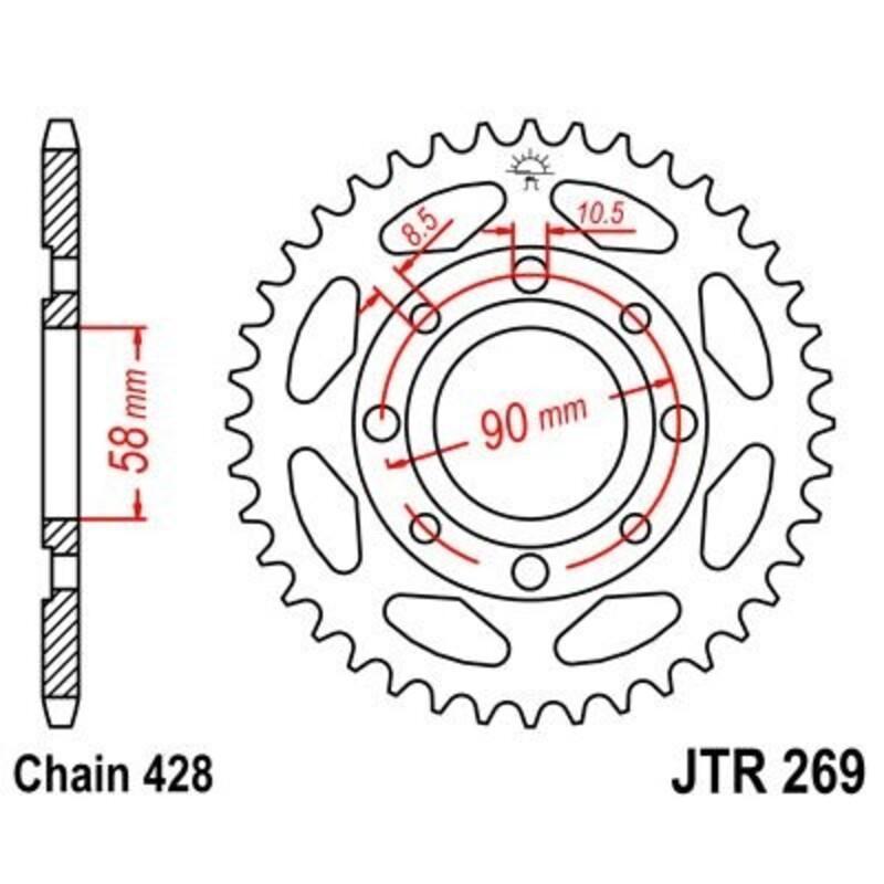JT SPROCKETS JTR269.45 : Corona JT 269 de acero con 45 dientes