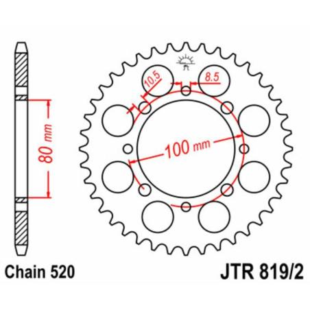 JT SPROCKETS JTR819/2.41 : Corona JT 819/2 de acero con 41 dientes