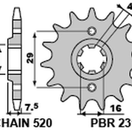 PBR 2313 15 18NC : Piñón PBR acero estándar 2313 - 520