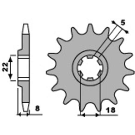 PBR 431 12 18NC : Piñón PBR acero estándar 431 - 520