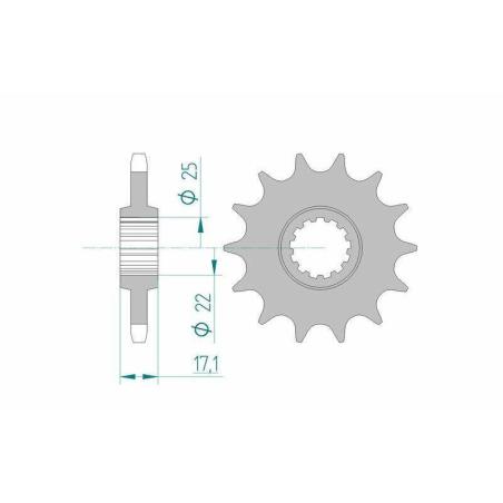 AFAM 20405-13 : Piñón AFAM acero estándar 20405 - Paso 525