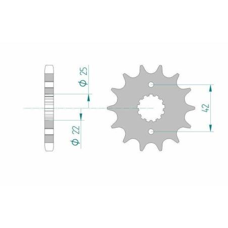 AFAM 24500-14 : Piñón AFAM acero estándar 24500 - Paso 530
