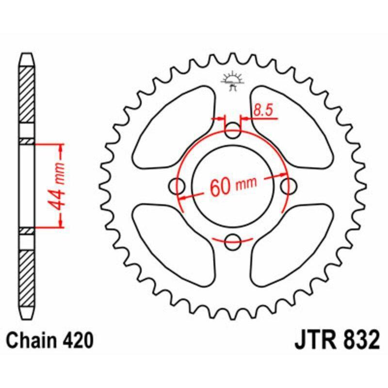 JT SPROCKETS JTR832.50 : Corona JT SPROCKETS acero estándar 832 - 420