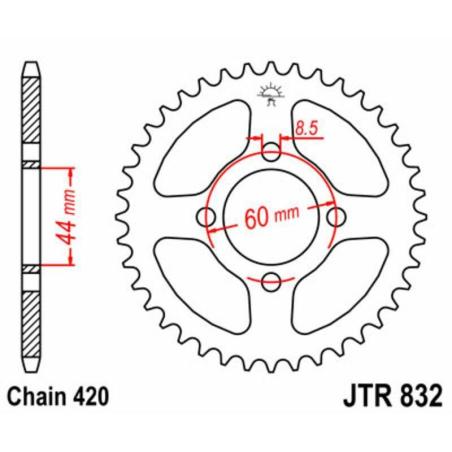 JT SPROCKETS JTR832.50 : Corona JT SPROCKETS acero estándar 832 - 420