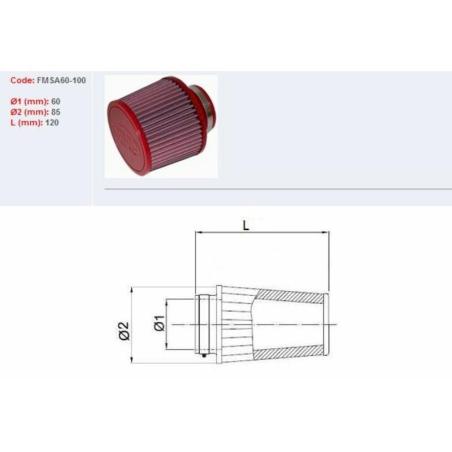 BMC FMSA60-100 : Filtro de aire BMC universal cónico Ø60mm x 100mm