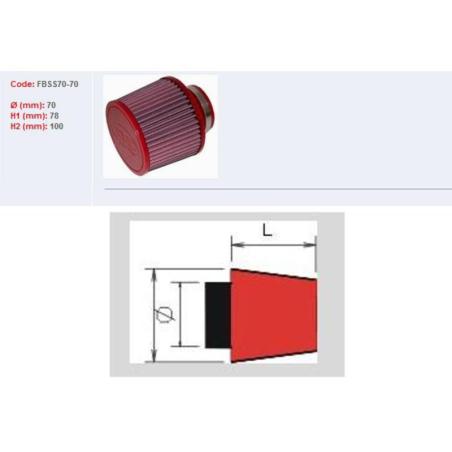 BMC FBSS70-70 : Filtro de aire BMC universal cónico Ø70mm x 70mm