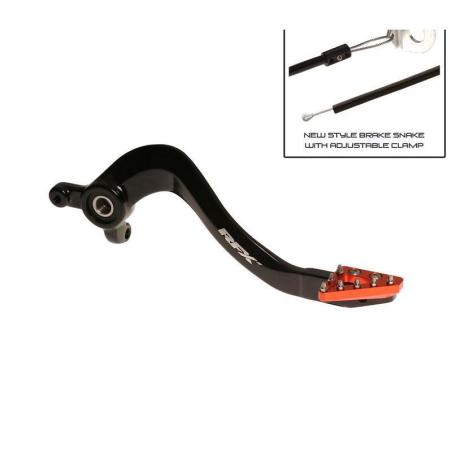 RFX FXRB5020199OR : Pedal de freno trasero RFX Pro ST (anodizado duro negro/naranja) - KTM85