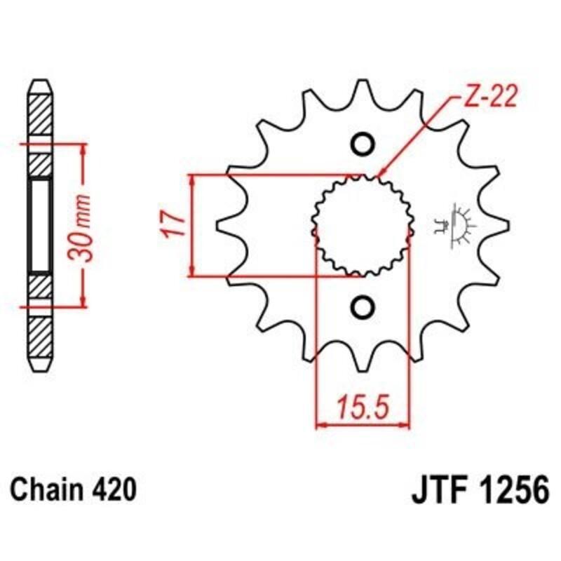JT SPROCKETS JTF1256.13 : Piñon JT 1256 de acero con 13 dientes
