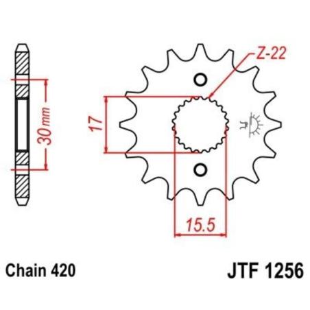 JT SPROCKETS JTF1256.13 : Piñon JT 1256 de acero con 13 dientes