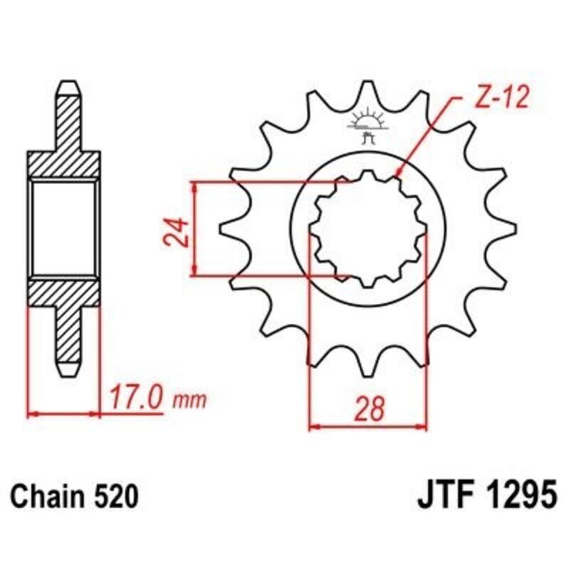 JT SPROCKETS JTF1295.13 : Piñón JT 1295 de acero con 13 dientes