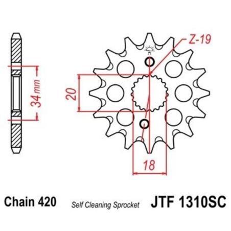 JT SPROCKETS JTF1310.14SC : Piñón JT 1310SC autolimpiable de acero con 14 dientes