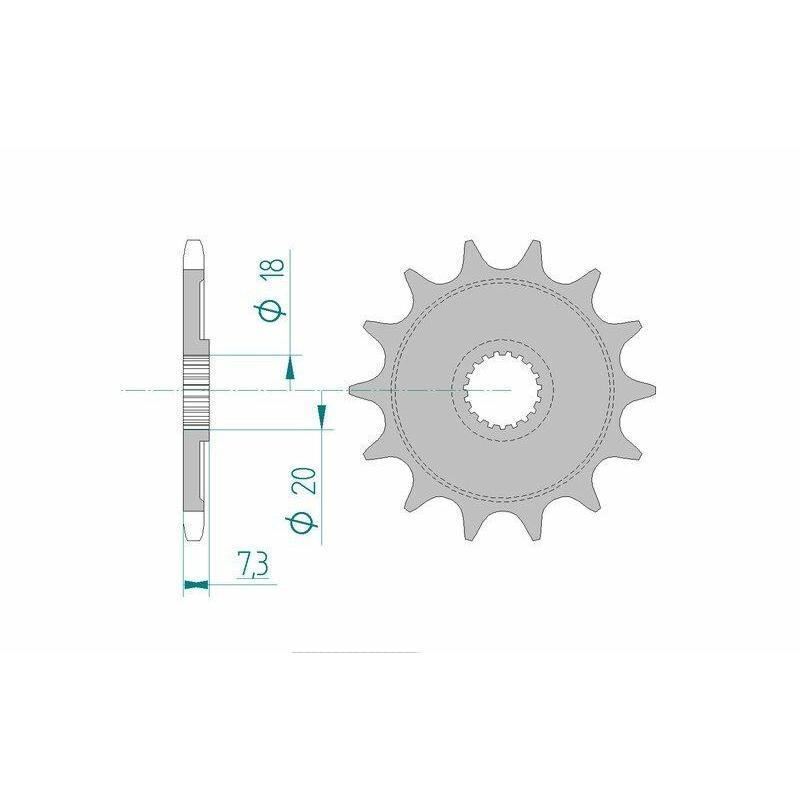 AFAM 20206-14 : Piñón AFAM acero estándar 20206 - Paso 520