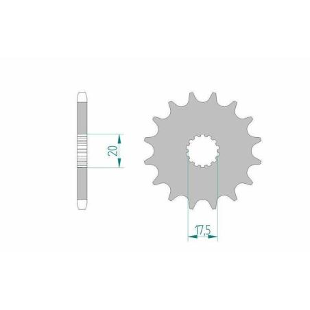 AFAM 21202+14 : Piñón AFAM acero autolimpiable 21202 - Paso 520
