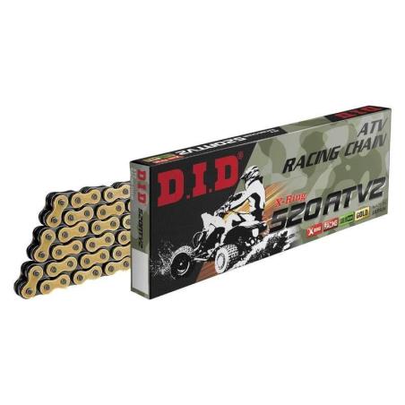 D.I.D 4525516904865 : Cadena DID 520ATV2 con 124 eslabones oro/negro