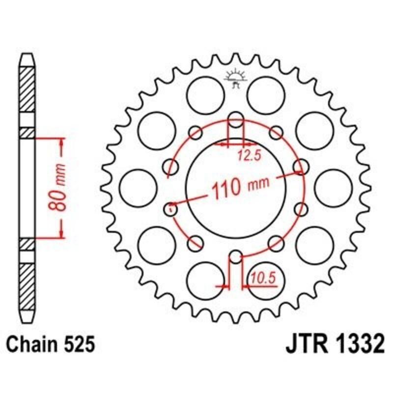JT SPROCKETS JTR1332.45ZBK : Corona JT 1332 de zinc negro con 45 dientes