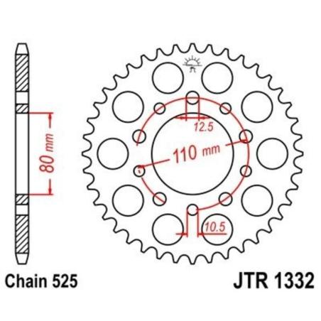JT SPROCKETS JTR1332.45ZBK : Corona JT 1332 de zinc negro con 45 dientes
