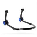 BIHR  : Caballete trasero BIHR Home Track soporte en L" color negro mate y ruedas azules"