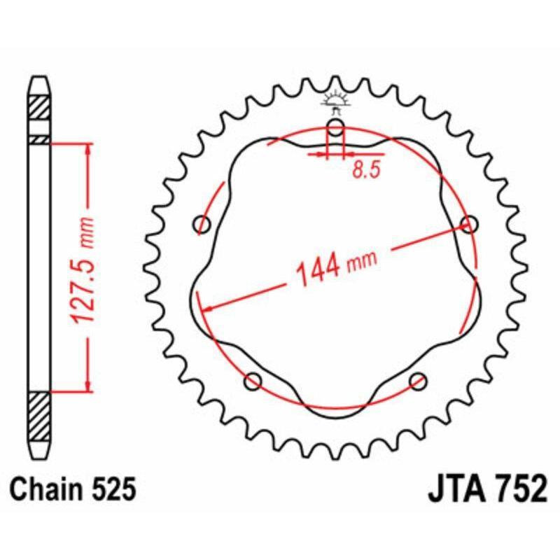 JT SPROCKETS JTR752.39 : Corona JT SPROCKETS aluminio 752 - Paso 525