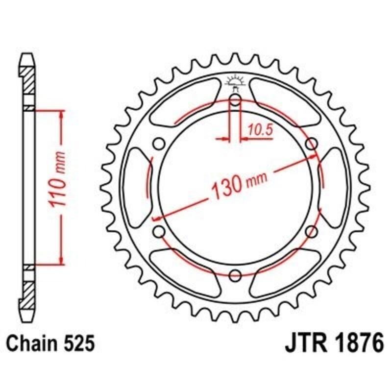 JT SPROCKETS JTR1876.43ZBK : Corona JT 1876 de zinc negro con 43 dientes