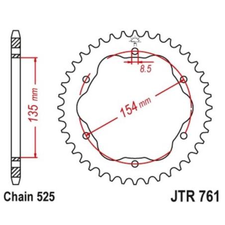 JT SPROCKETS JTR761.38 : Corona JT SPROCKETS acero estándar 761 - Paso 525