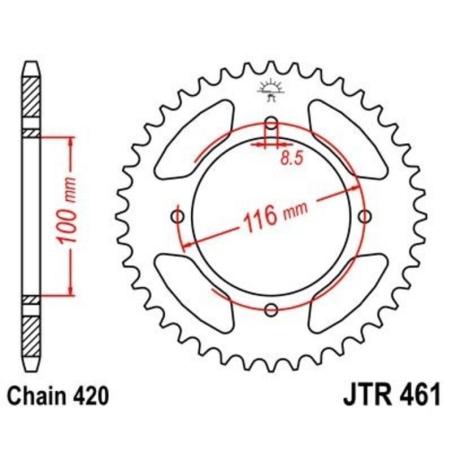 JT SPROCKETS JTR461.52 : Corona JT 461 de acero con 52 dientes