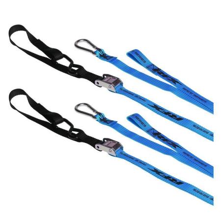 RFX FXTD3000055BU : Correas de amarre RFX Race Series 1.0 (azul/negro) con bucle adicional y clip de mosquetón