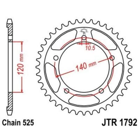 JT SPROCKETS JTR1792.48ZBK : Corona JT 1792 de zinc negro con 48 dientes