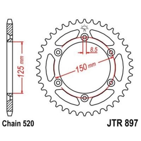 JT SPROCKETS JTR897.46 : Corona JT 897 de acero con 46 dientes