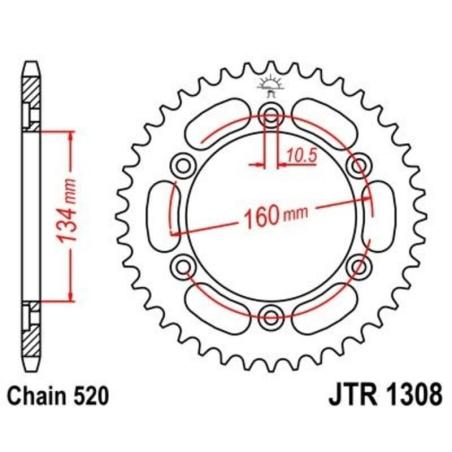 JT SPROCKETS JTR1308.40 : Corona JT 1308 de acero con 40 dientes