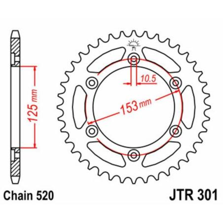 JT SPROCKETS JTR301.40 : Corona JT SPROCKETS acero estándar 301 - Paso 520