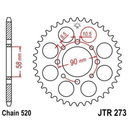 JT SPROCKETS JTR273.42 : Corona JT 273 de acero con 42 dientes