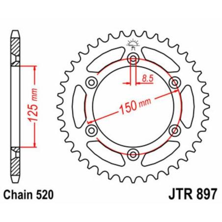 JT SPROCKETS JTR897.47 : Corona JT SPROCKETS acero estándar 897 - Paso 520