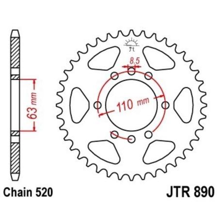 JT SPROCKETS JTR890.42ZBK : Corona JT 890 de zinc negro con 42 dientes