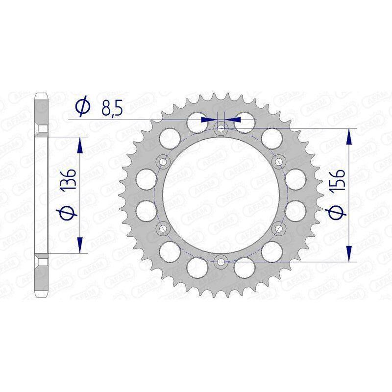 AFAM 15206N-45 : Corona AFAM aluminio 15206 - Paso 520