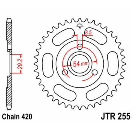 JT SPROCKETS JTR255.40 : JT SPROCKETS Steel Standard Rear Sprocket 255 - 420