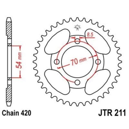 JT SPROCKETS JTR211.42 : Corona JT 211 de acero con 42 dientes
