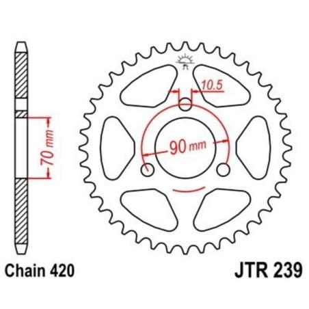 JT SPROCKETS JTR239.43 : Corona JT 239 de acero con 43 dientes