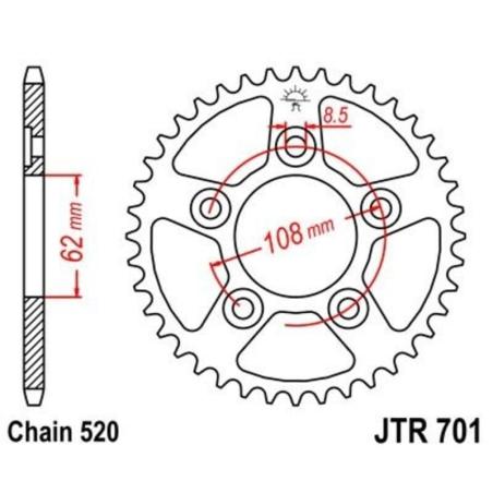 JT SPROCKETS JTR701.38 : Corona JT 701 de acero con 38 dientes