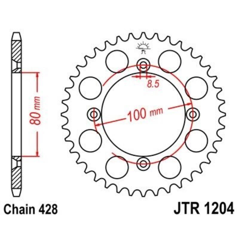 JT SPROCKETS JTR1204.49 : Corona JT 1204 de acero con 49 dientes