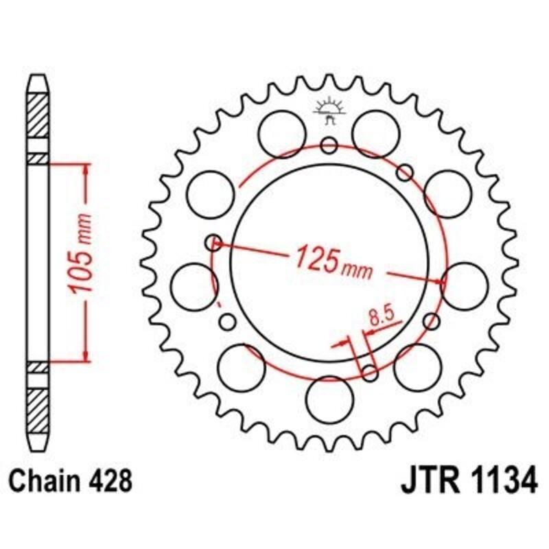 JT SPROCKETS JTR1134.56 : Corona JT 1134 de acero con 56 dientes